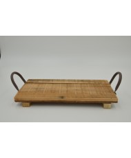 Holz Tablett "Rustic" mit Metallgriffen